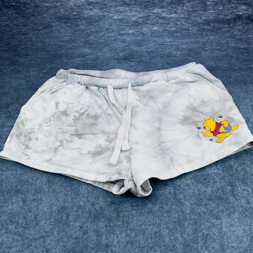 Disney Winnie the Pooh Tie Dye Loungewear Shorts Grey White XL RN71868